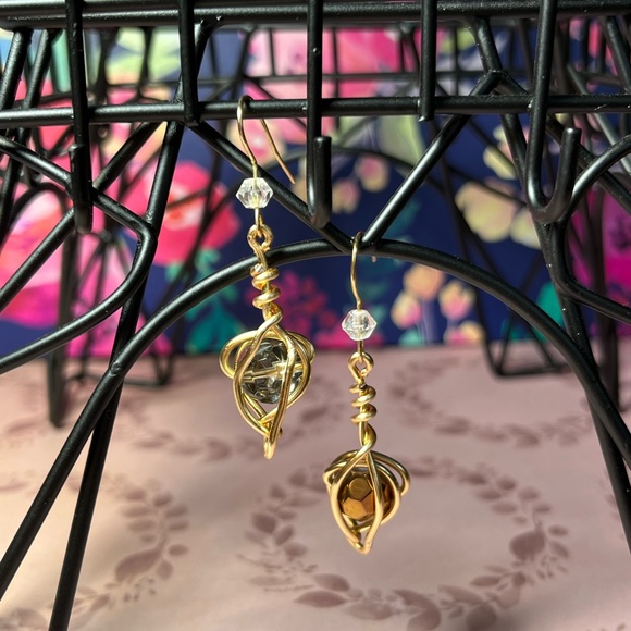 Two Tone Drop Earrings - Picture 3 of 3